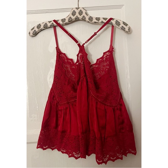 Free People Fiona Satin Cami - Red - Picture 3 of 5